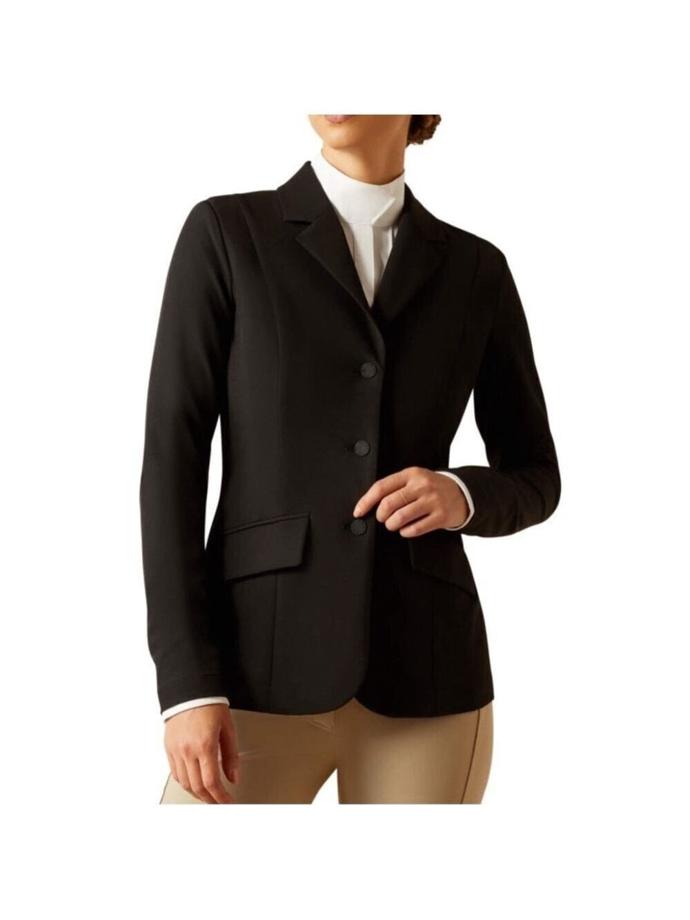EQUESTRIAN RIDING APPAREL Riding Jacket lined flap pockets button up black sz 10